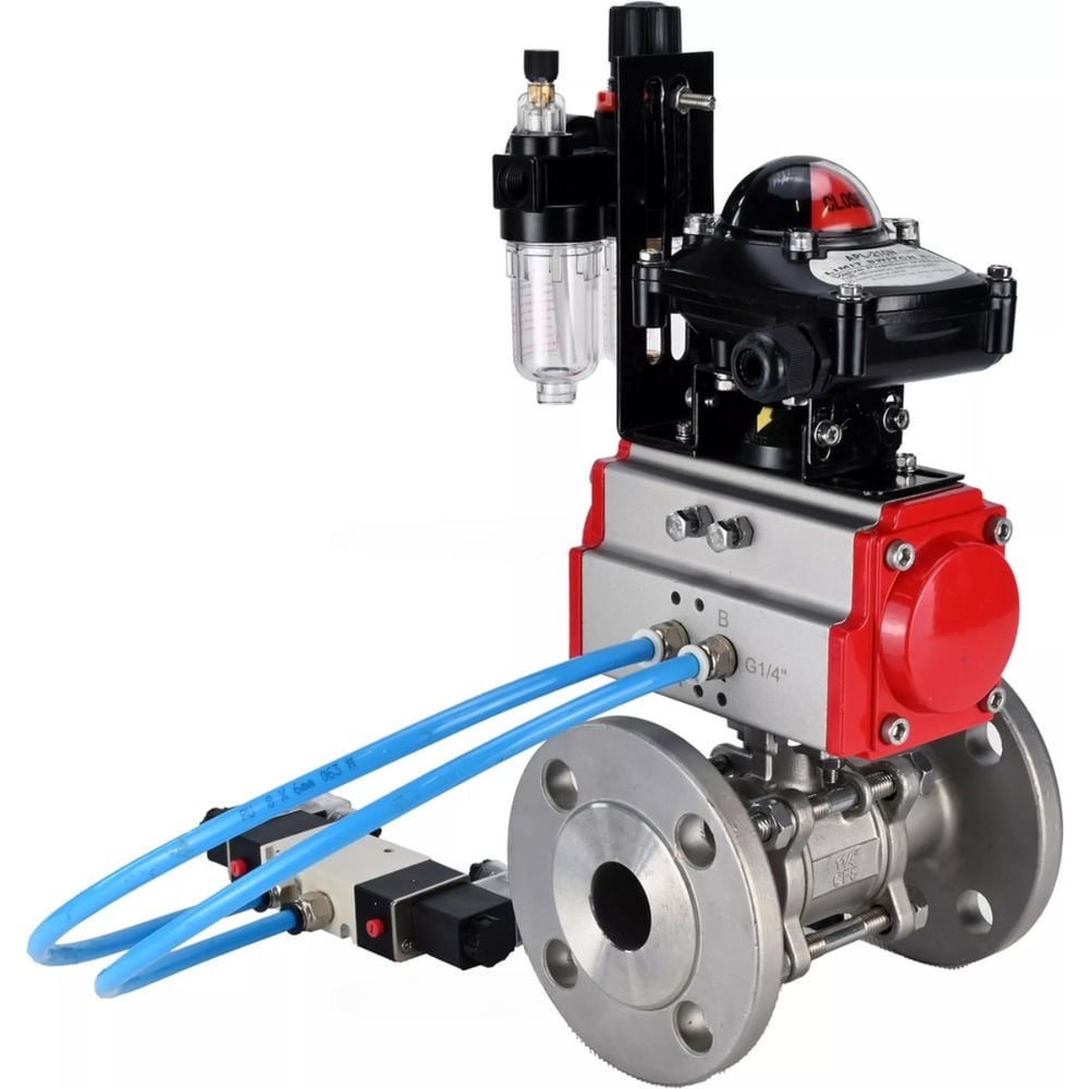 Изображение товара Кран шаровой DN15 пневмопривод двухходовой нержавеющая сталь Ру40