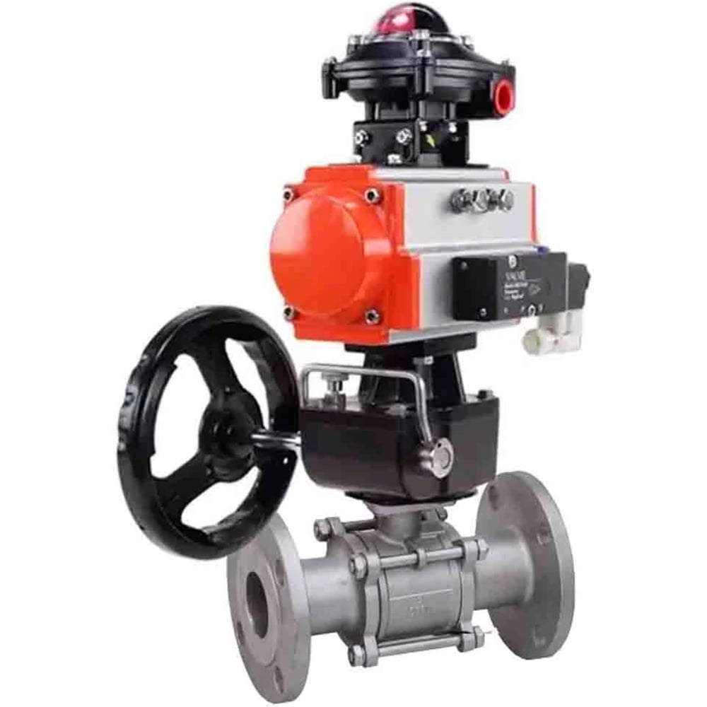 Изображение товара Кран шаровой DN.ru КШФПТ 304.180 Ду50 Ру40 пневмопривод ДА-065 фланцевый разборный