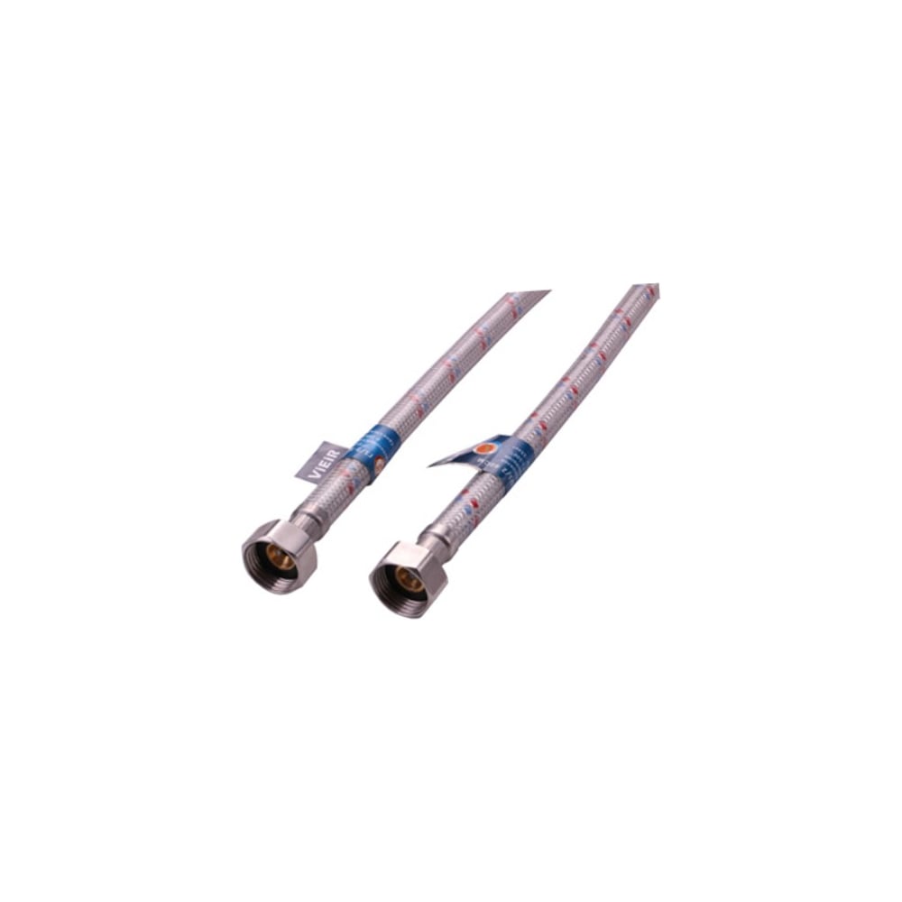 Изображение товара Гибкая водопроводная подводка ViEiR 40см 2шт усиленная из нержавеющей стали 1/2 гайка