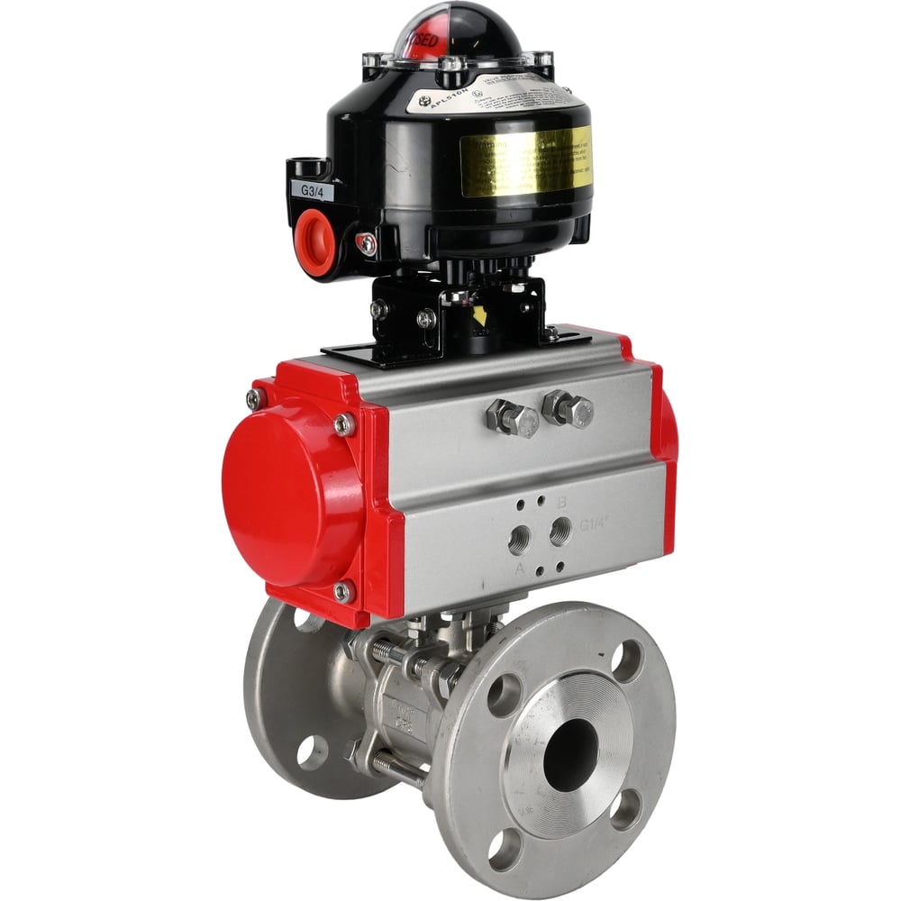 Изображение товара Кран шаровой DN.ru КШФПТ 304.180 Ду20 Ру40 пневмопривод профессиональный