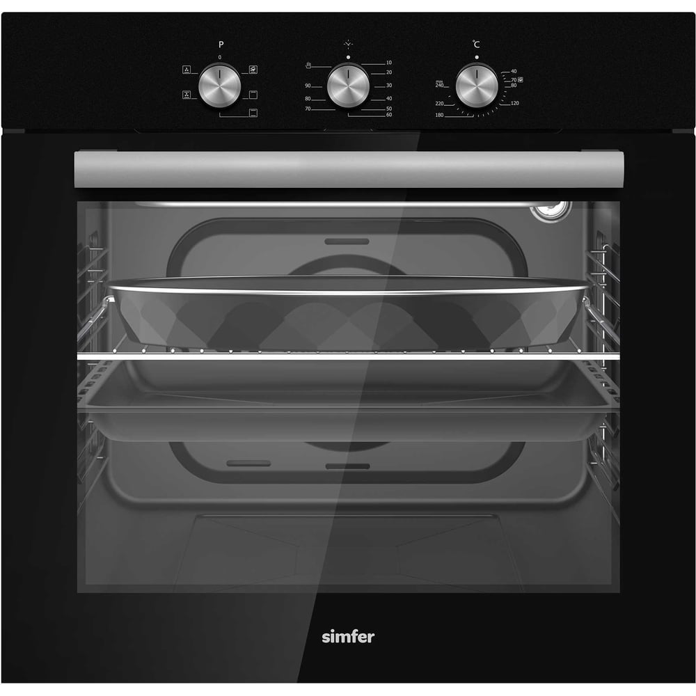 Изображение товара Встраиваемая электрическая духовка Simfer B6EB16025 черная высокая мощность и конвекция