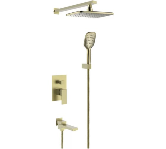 Изображение товара Встроенный смеситель для душа ViEiR на 3 режима матовое золото скрытый монтаж верхний и ручной душ V393563-S