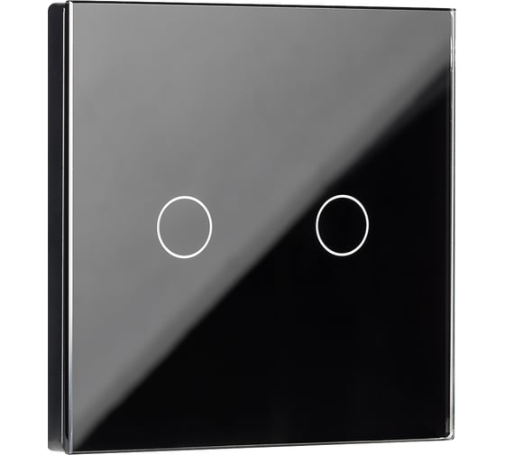 Изображение товара Сенсорный выключатель SMARTBUY двухклавишный, черный SBE-e1b-10-SW2-0