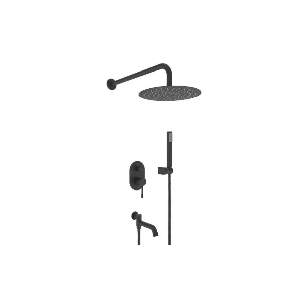 Изображение товара Встроенный смеситель для душа ViEiR 3 режима черный с верхним душем и изливом V403564-C