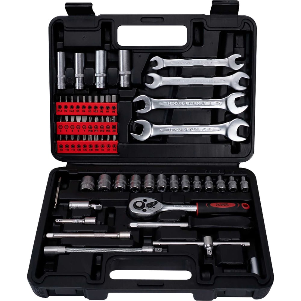 Изображение товара Набор ручного инструмента Nord Stern Basic 62 предмета Cr-V в кейсе