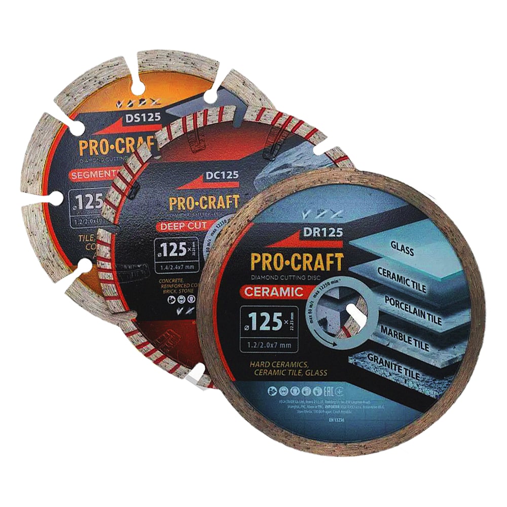 Изображение товара Набор алмазных дисков Procraft 125x22.2 сегментированные для бетона кирпича и камня