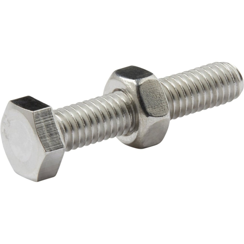 Изображение товара Болт Стройбат DIN933 М 6x20 с гайкой DIN934 (белый цинк 200 шт) 560470