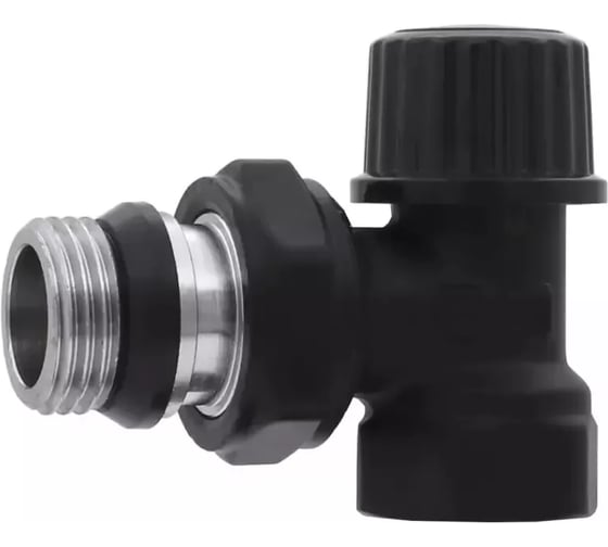 Изображение товара Вентиль настроечный для регулировки подачи теплоносителя ViEiR угловой, нижний, 1/2, черный VR284-C