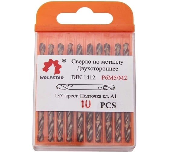 Изображение товара Сверло WOLFSTAR 4.5мм цх двухстороннее Класс А1 Р6М5/М2 (упаковка 10шт) dc00550