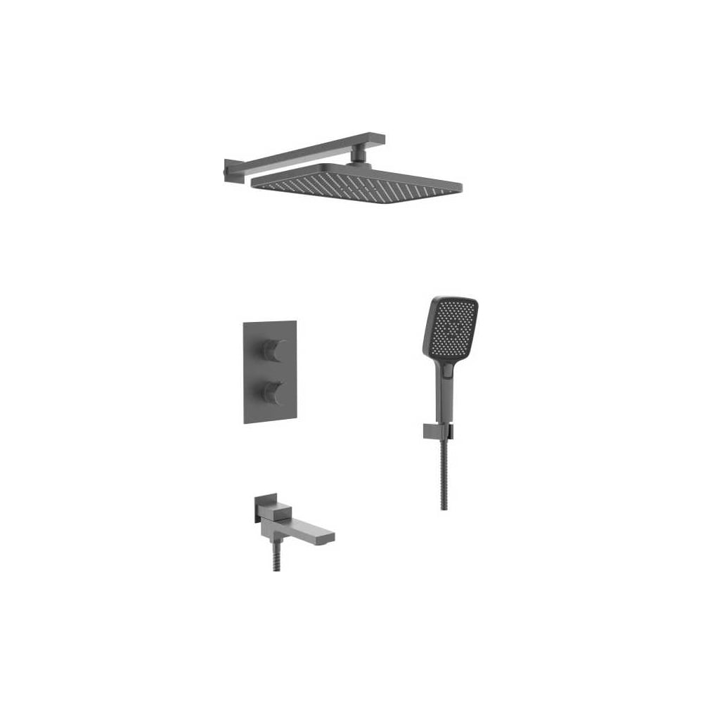 Изображение товара Встроенный термостатический смеситель для ванны ViEiR V25004-3G графит с верхним и ручным душем