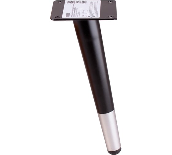 Изображение товара Ножка мебельная Стройбат накладная H200 круг металл под углом (черный/серебро 8 шт) 625510