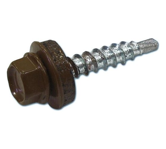 Изображение товара Саморезы кровельные Стройбат с буром 6,3x25 (темно коричневый 1280 шт) 606920