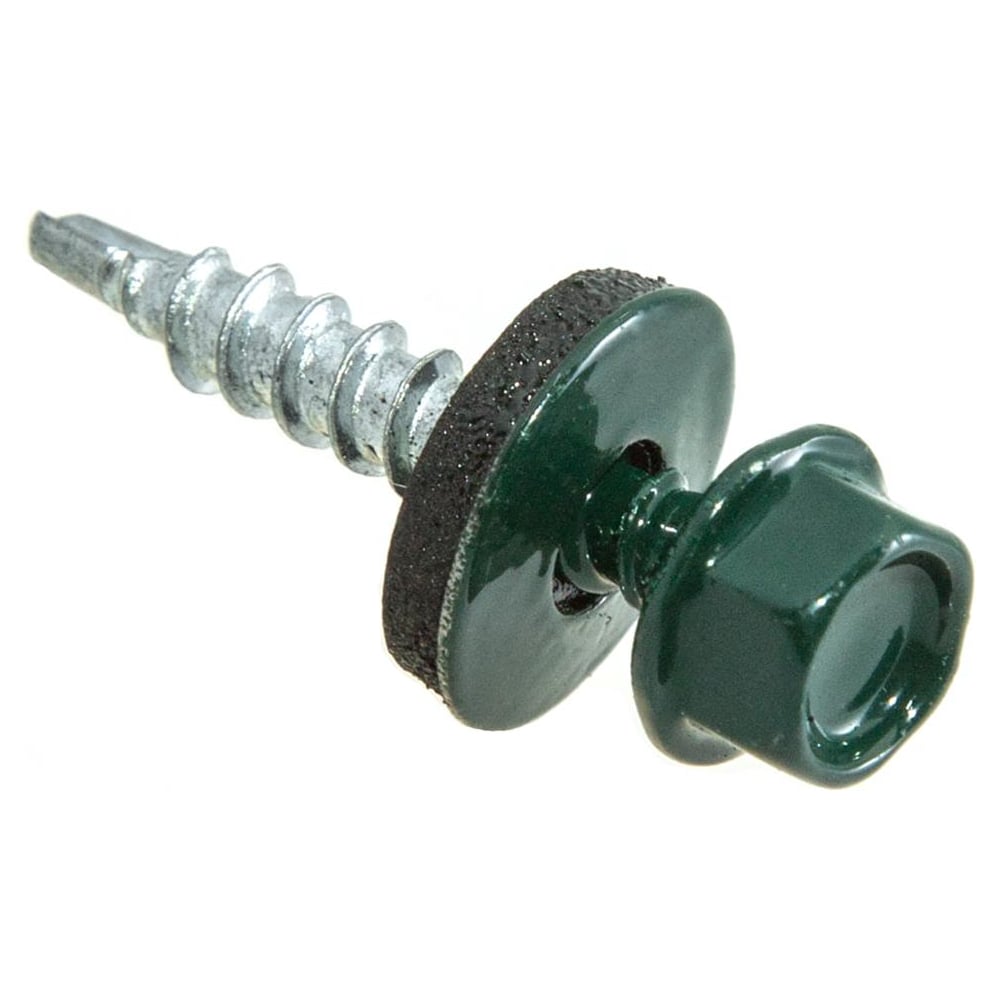 Изображение товара Саморезы кровельные Стройбат с буром 4,8x19 (темно зеленый 1600 шт) 607970