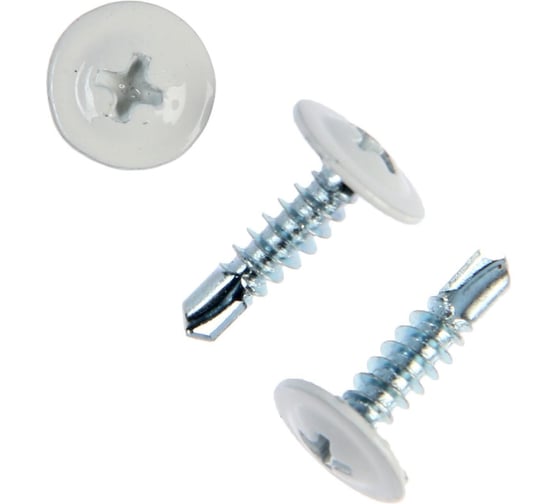 Изображение товара Саморезы для тонких пластин Стройбат с буром 4,2x25 (белый/белый цинк 3200 шт) 603560