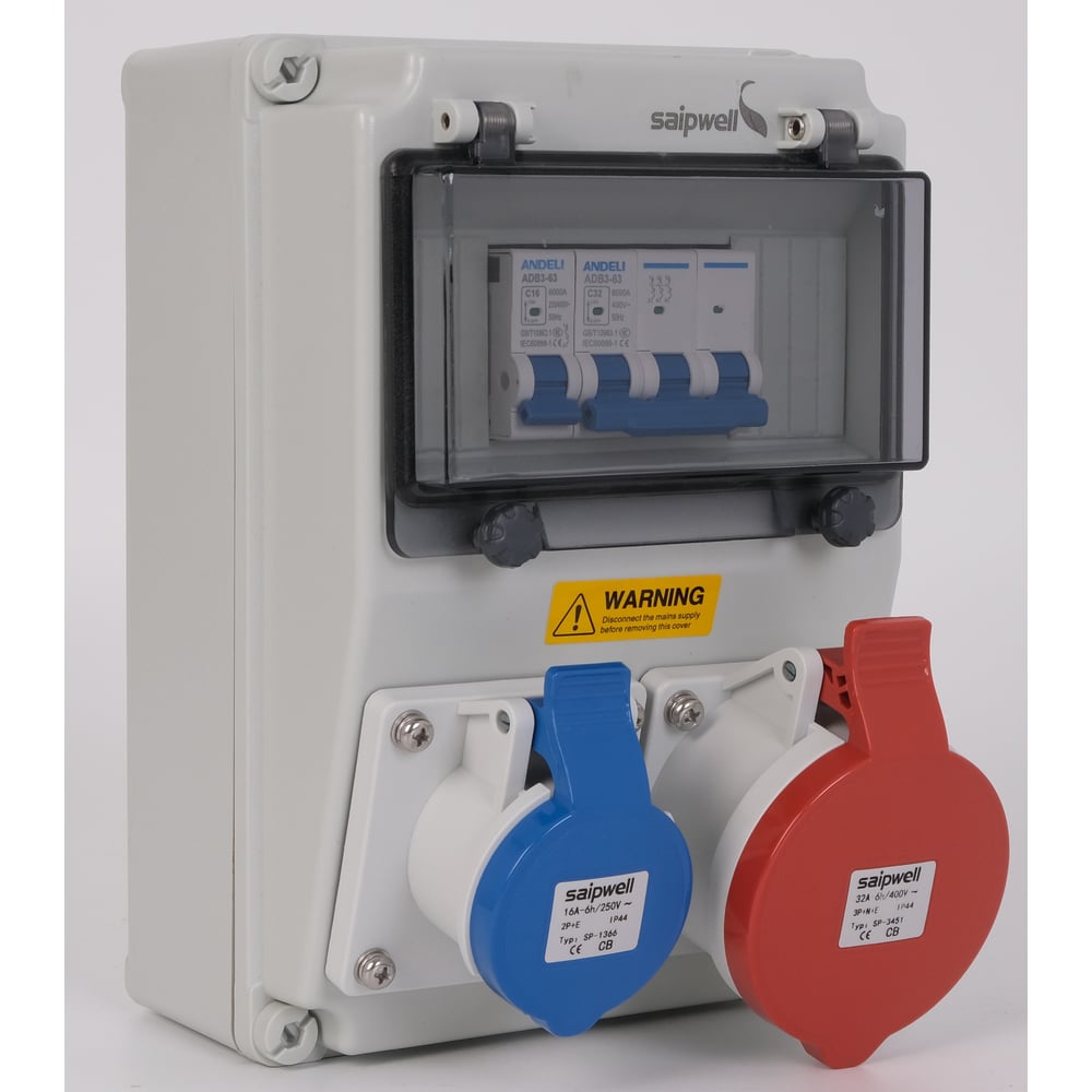 Изображение товара Распределительное устройство IP44 с 2 розетками 240х120х120 мм SAIPWELL SP-CZ-CSD1802-001