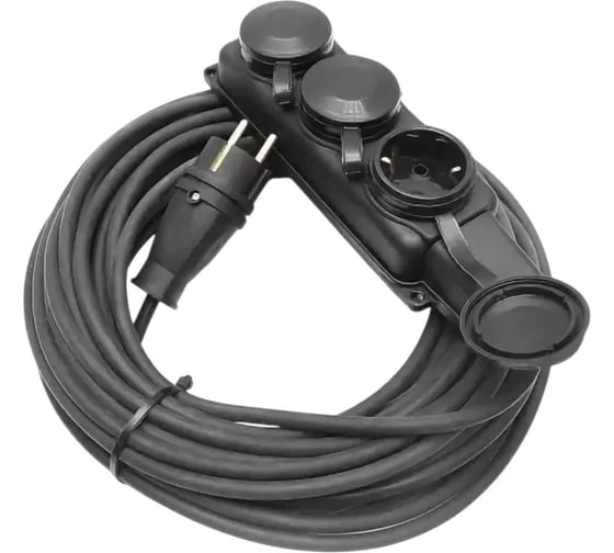 Изображение товара Удлинитель силовой ОПТИКОМ ЭЛЕКТРИК 10м/3розетки УХ16-1-10 2х1,5 КГтп с РП-334 Ч 16А/4000Вт, каучук 3100-00260