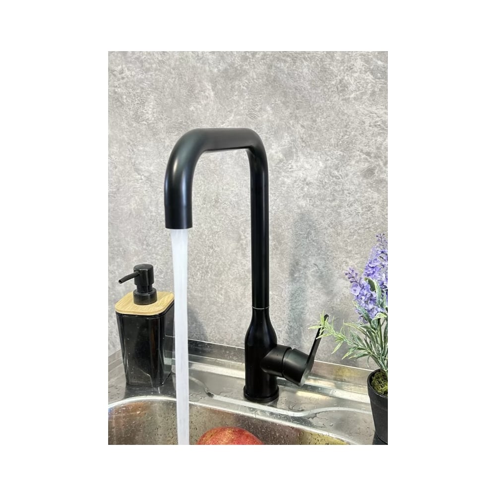 Изображение товара Высокий однорычажный кухонный смеситель ViEiR из нержавеющей стали черный