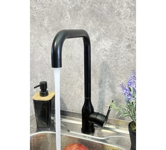 Изображение товара Смеситель для кухни высокий однорычажный ViEiR нержавеющая сталь черный для дизайнерской кухни и точной подачи воды V15030-C