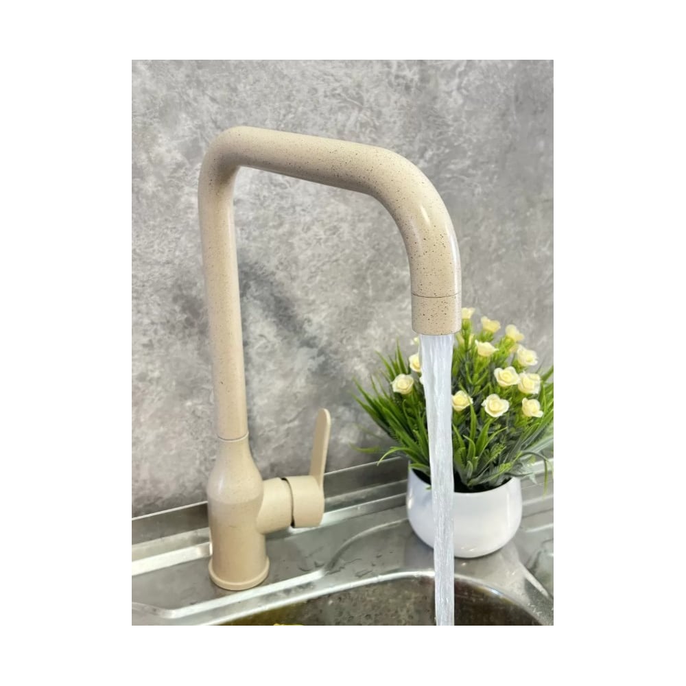 Изображение товара Высокий однорычажный смеситель для кухни ViEiR из нержавеющей стали бежевый