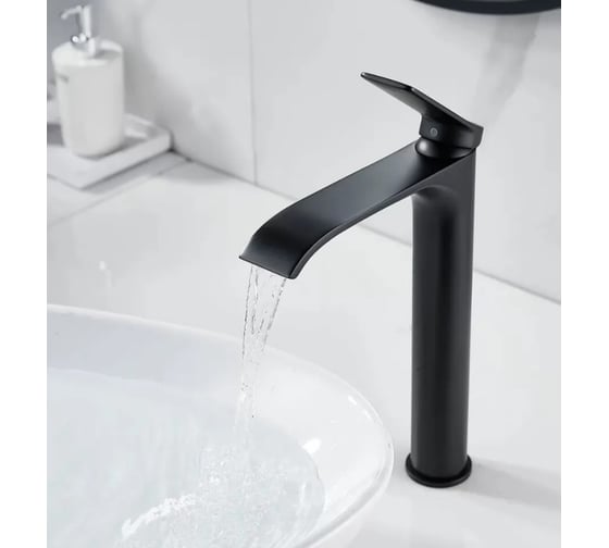 Изображение товара Смеситель для раковины-чаши однорычажный высокий ViEiR черный для умывальника-чаши V343512-C