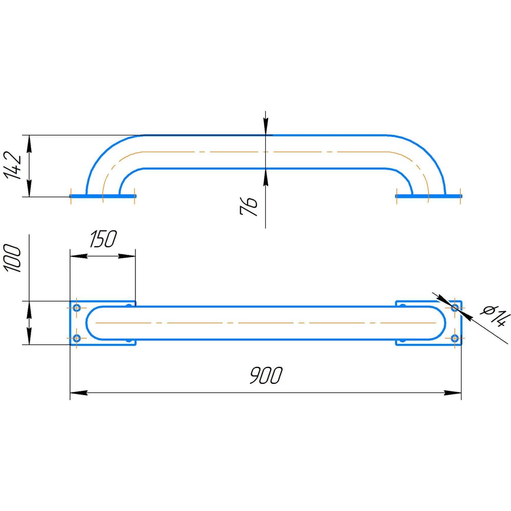 Изображение товара Защита бордюра Parallax оранжевая 900 мм колесоотбойник из стали тип 1