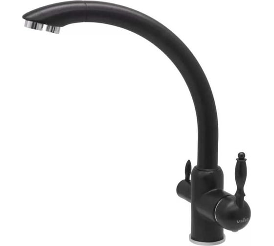 Изображение товара Смеситель для кухни под фильтр ViEiR однорычажный латунный высокий С-образный излив антрацит для кухни в современном стиле V15003-C2