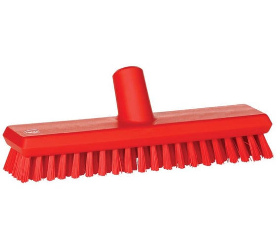 Изображение товара Щетка скребковая поломойная с подачей воды Vikan 270 мм, супер жесткая, красный цвет 70414