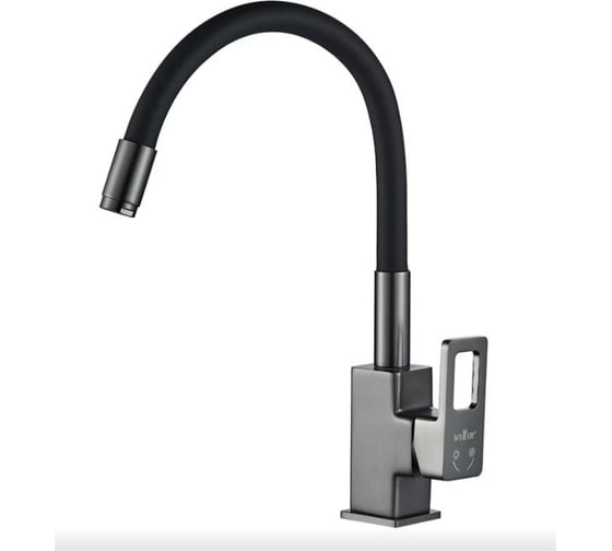 Изображение товара Смеситель для кухни ViEiR с гибким изливом, латунь, поворот 360, для кухонной мойки, графит+черный V353521-G