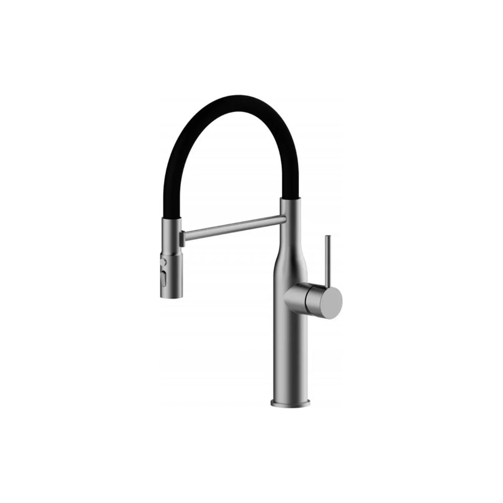 Изображение товара Смеситель для кухни ViEiR с гибким магнитным изливом и поворотным носиком черный графит