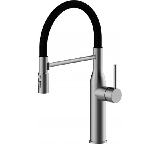 Изображение товара Смеситель для кухни ViEiR с гибким магнитным изливом, высокий поворотный носик, графит/черный V15055-G