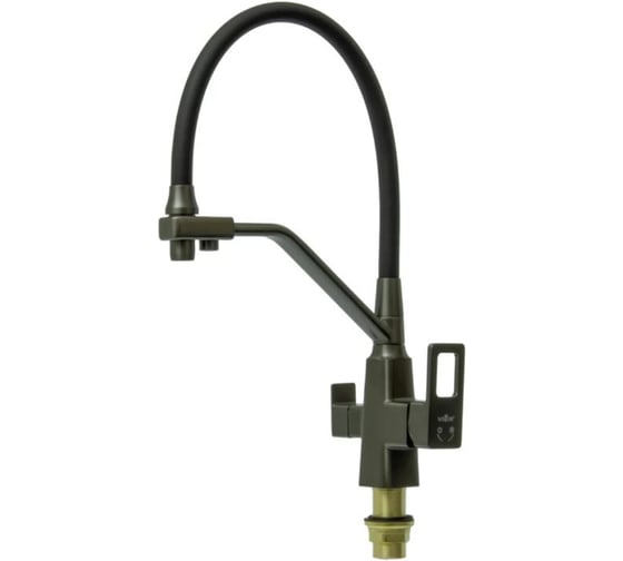 Изображение товара Смеситель для кухни ViEiR с гибким шлангом и под фильтр, латунь, отдельный канал питьевой воды, графит+черный V353525-G
