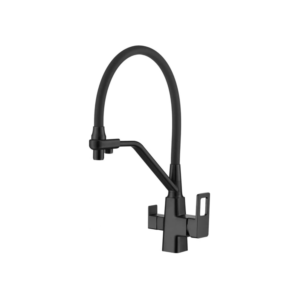 Изображение товара Современный смеситель для кухни ViEiR с гибким шлангом и фильтром черный матовый