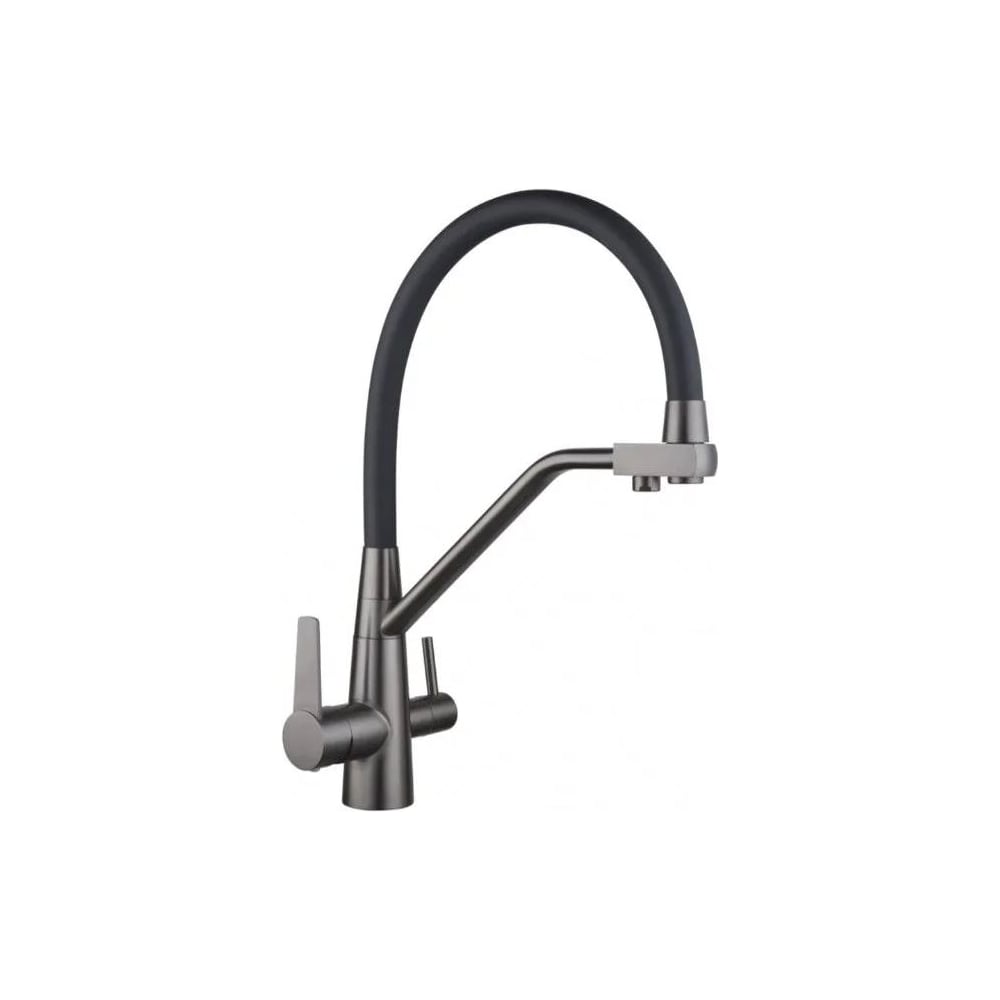 Изображение товара Смеситель для кухни ViEiR с гибким шлангом и подключением к фильтру черный графит N15007-G