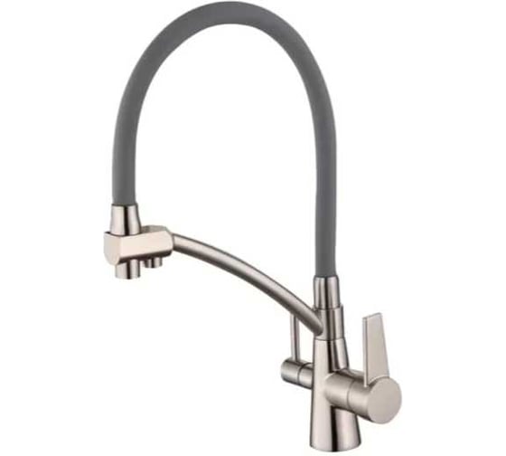 Изображение товара Смеситель для кухни ViEiR с гибким шлангом и подключением к фильтру сатин/серый для кухонной мойки N15007