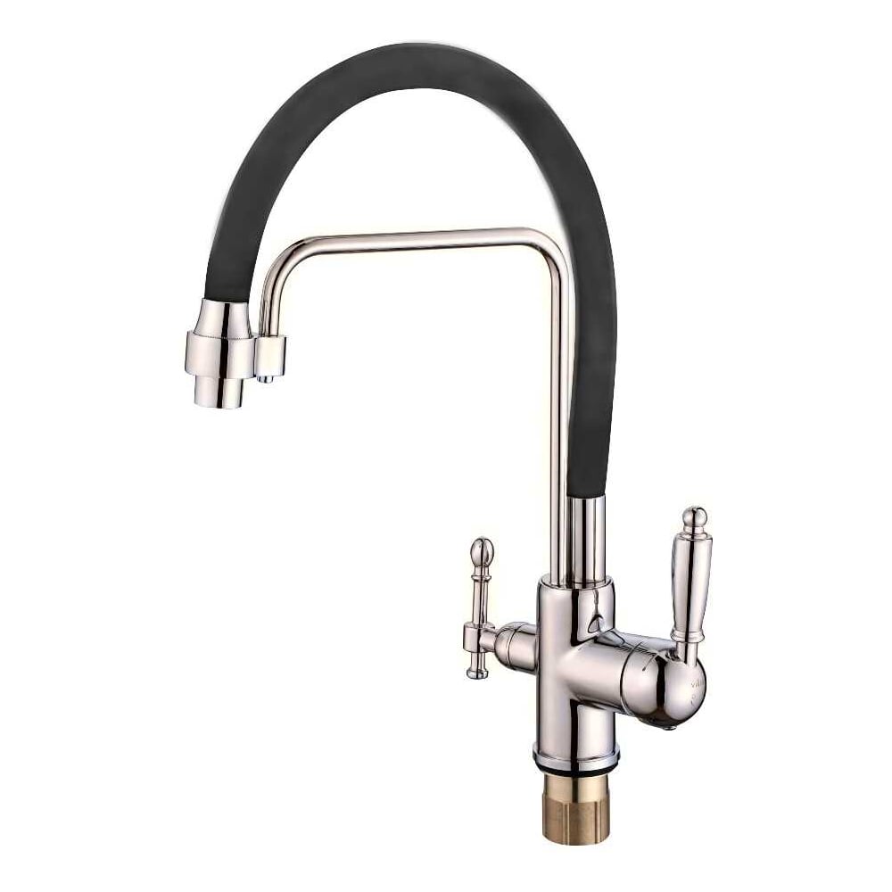 Изображение товара Смеситель для кухни ViEiR V15006-G с гибким изливом и переключателем фильтра серебристый сатин