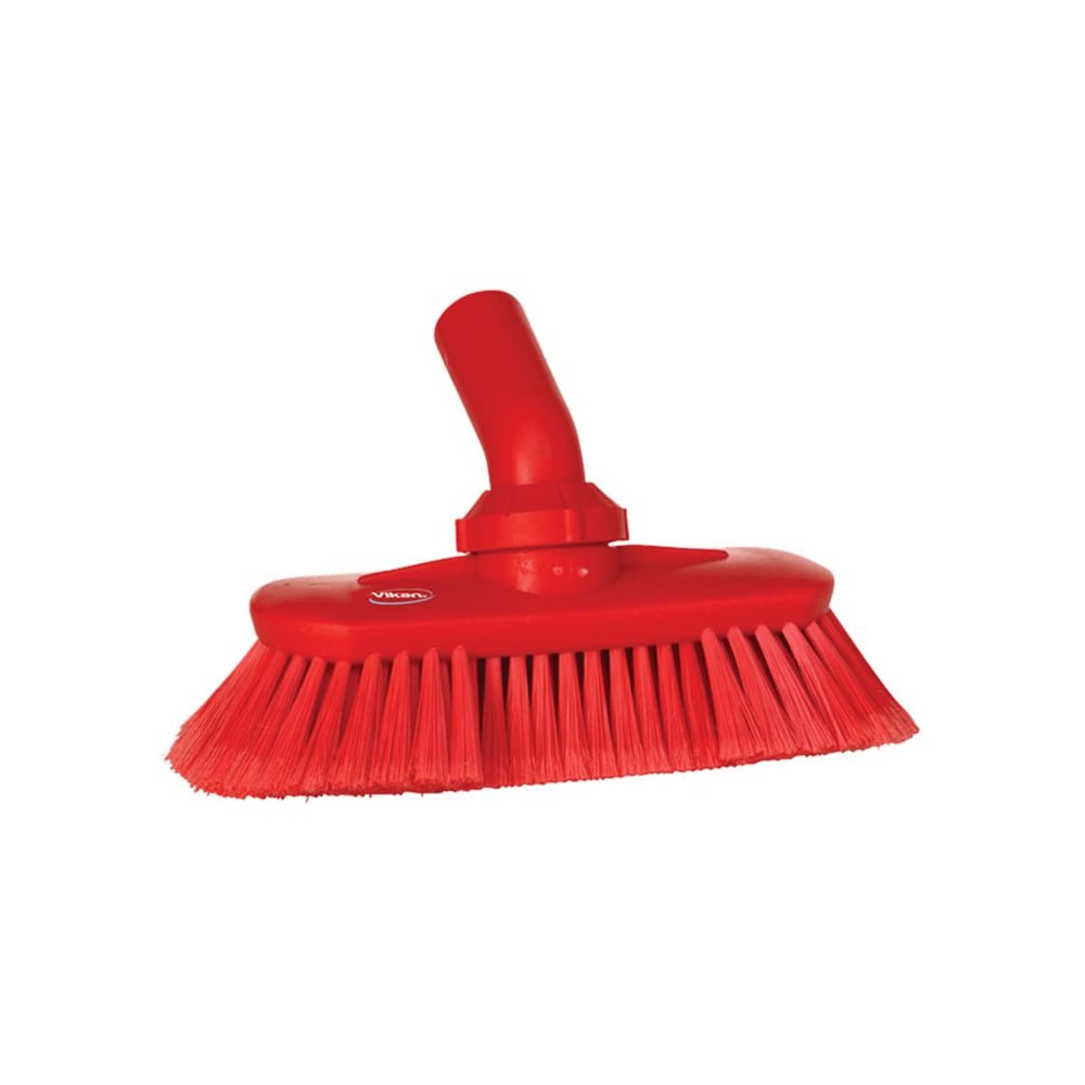 Изображение товара Моющая щетка Vikan с соединительной частью под углом, с подачей воды, 240 мм, мягкий/расщеплённый ворс, красный цвет 70674