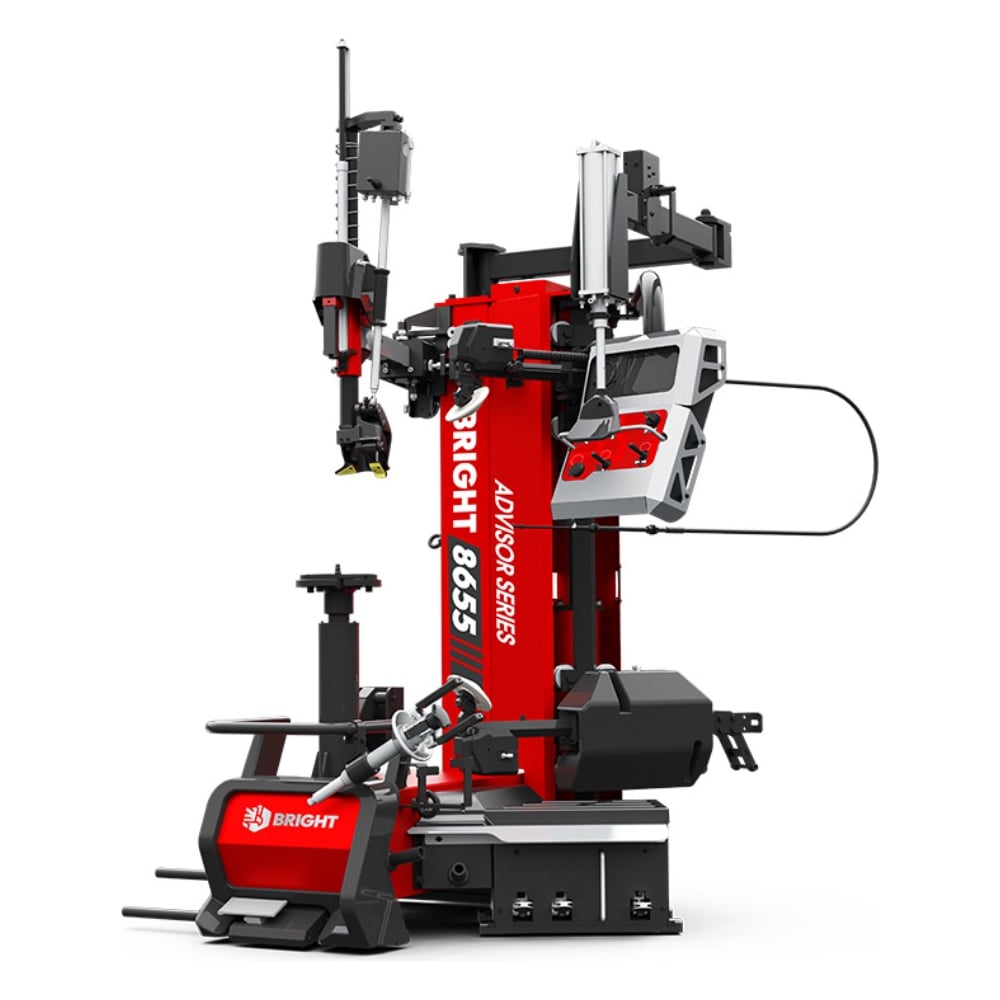 Изображение товара Станок шиномонтажный BRIGHT 8655_RAL3002 13-30 с третьей рукой и встроенным подъёмником