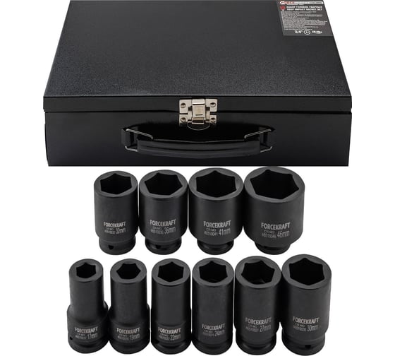Изображение товара Набор головок ударных Forcekraft 10 предметов 3/4 (6 граней) FK-6108-5MPB(65254)