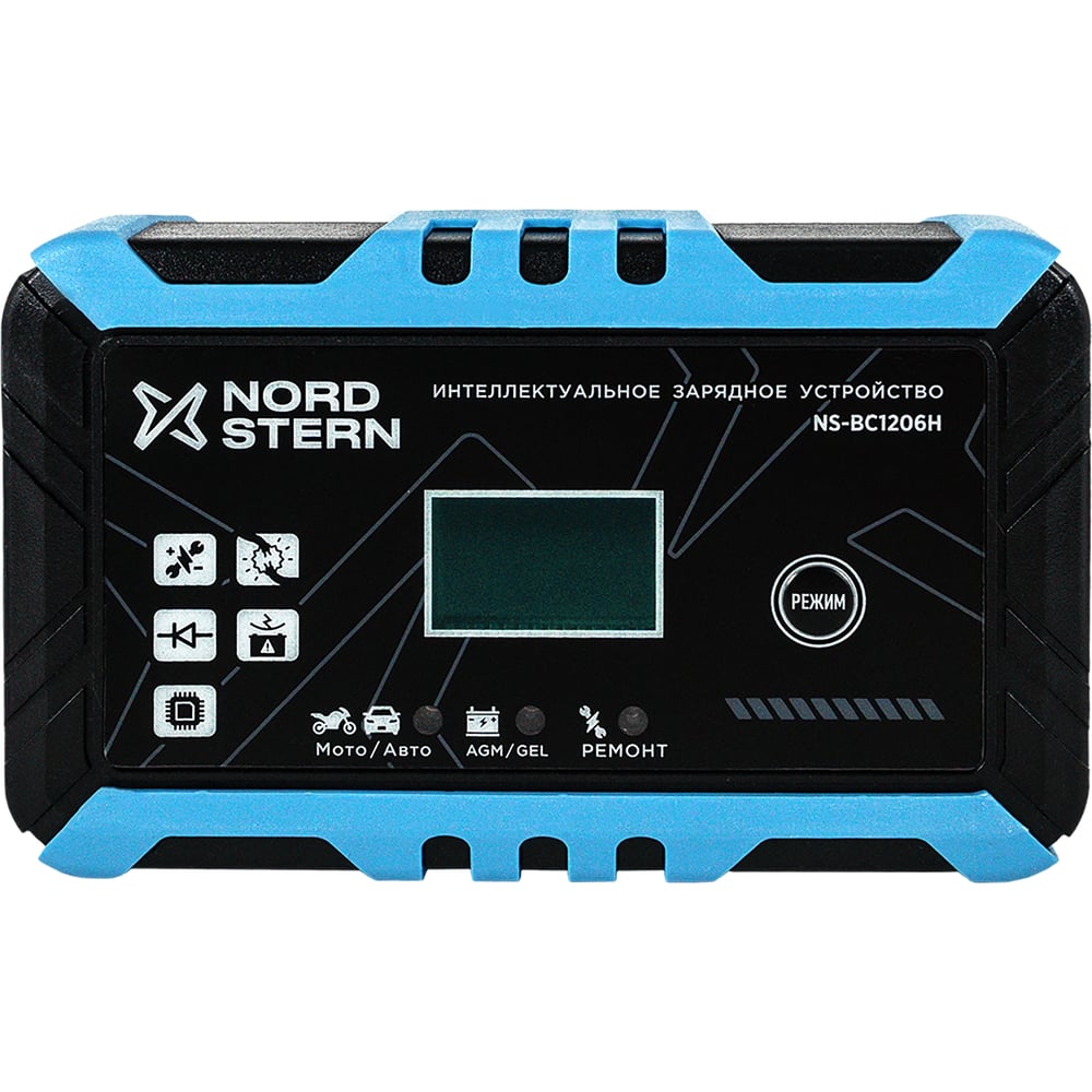 Изображение товара Зарядное устройство Nord Stern 12 В 6 А AGM GEL WET автоматическая с дисплеем