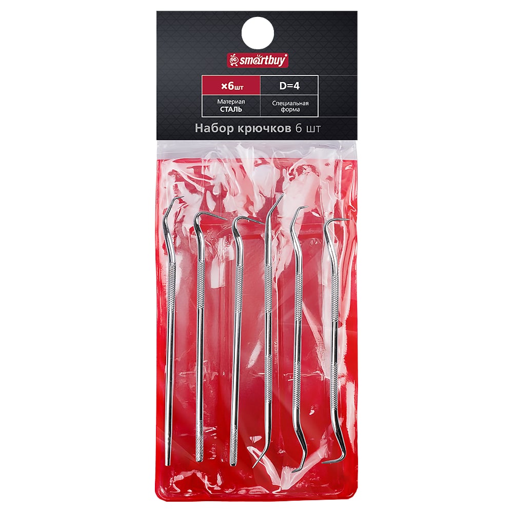 Изображение товара Набор крючков для извлечения сальников Smartbuy 6 шт 4 мм SBT-SHS-6P1