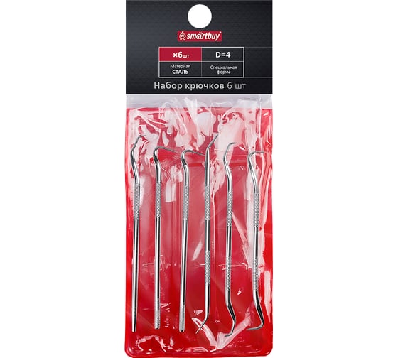 Изображение товара Набор крючков Smartbuy 6 шт для извлечения сальников d=4мм Tools SBT-SHS-6P1