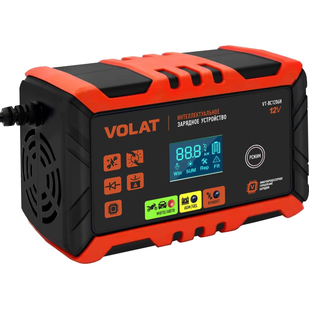 Изображение товара Зарядное устройство VOLAT 12 В 6 А AGM GEL WET Интеллектуальное VT-BC1206H