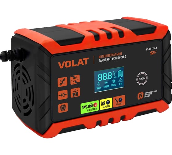 Изображение товара Зарядное устройство VOLAT 12 В 6 А AGM GEL WET Интеллектуальное VT-BC1206H