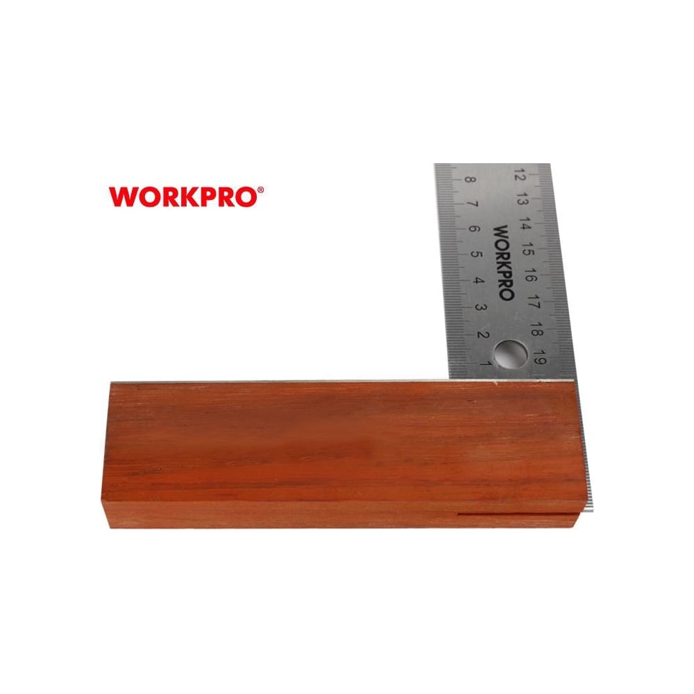 Изображение товара Угольник WORKPRO PRO 200мм нержавеющая сталь разметка 45° дюймовая и метрическая шкала