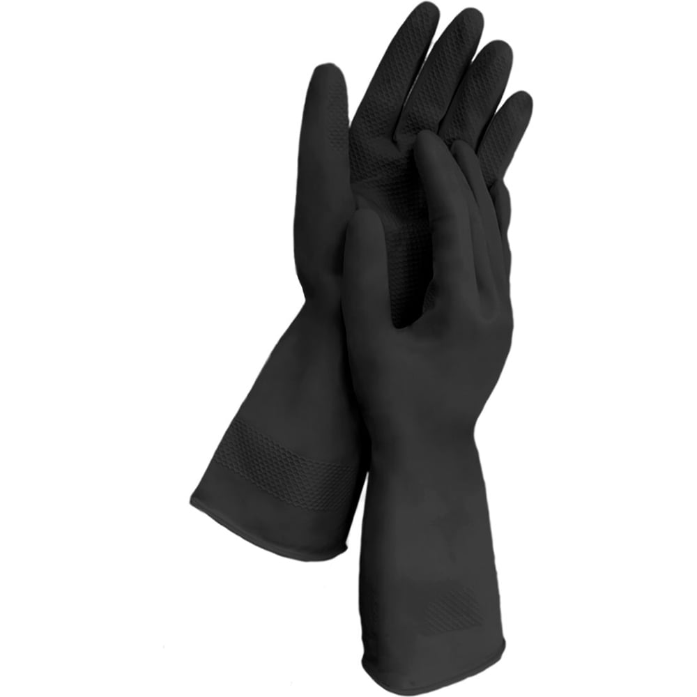 Изображение товара Перчатки многоразовые LAIMA латексные с хлопковым волокном черные р S малый, вес 52г, 700533