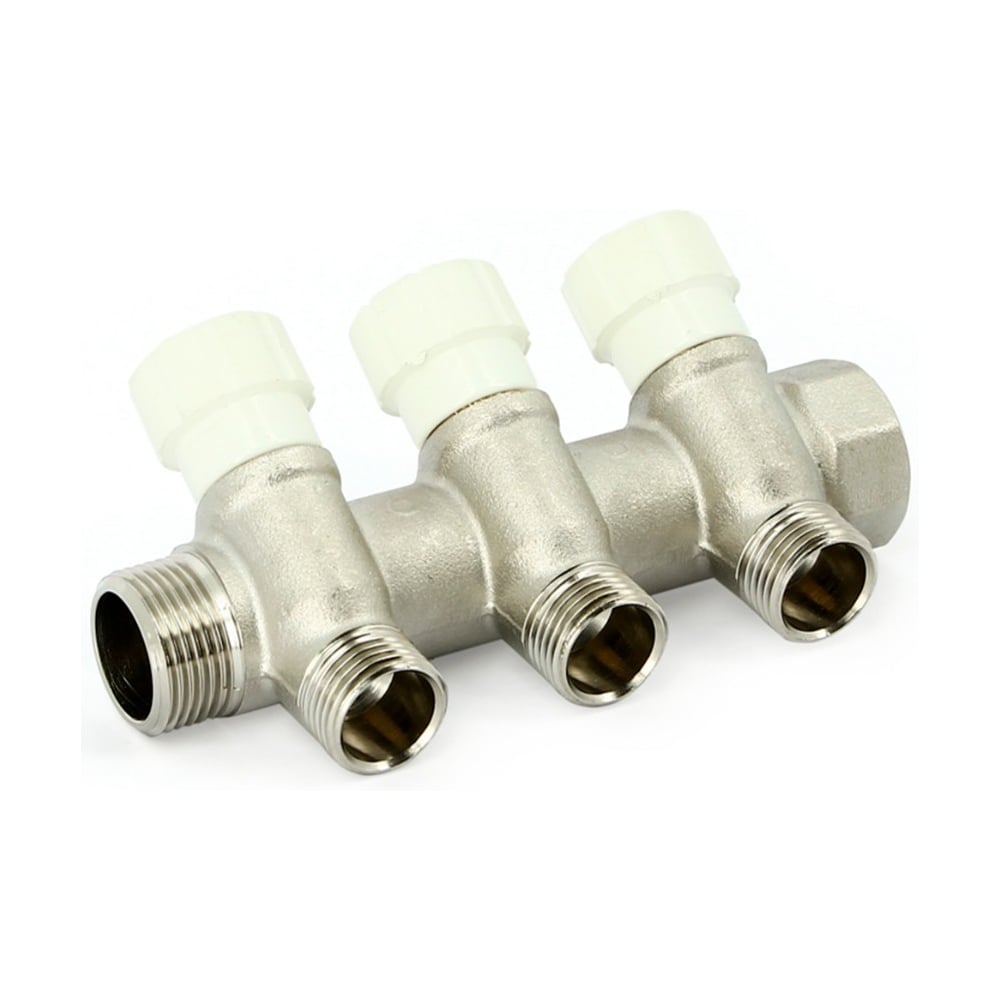 Изображение товара Коллектор Uni-Fitt НВ 3/4 2x1/2 45 мм с выходами под 90 хромированный