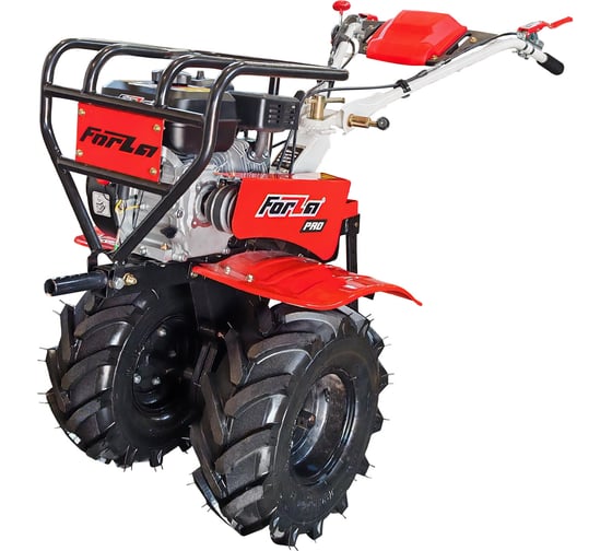 Изображение товара Мотоблок бензиновый FORZA МБ5 702 двигатель 7 л.с., редуктор чугунный, привод ременной, скорость 6 вперед 2 назад, руль поворотный, вал S24, колесо: 19х7х8 Экстрим, фрезы 3 группы 24 ножа. Кенгурятник. FORZAМБ5702PRO ЭКСТРИМ