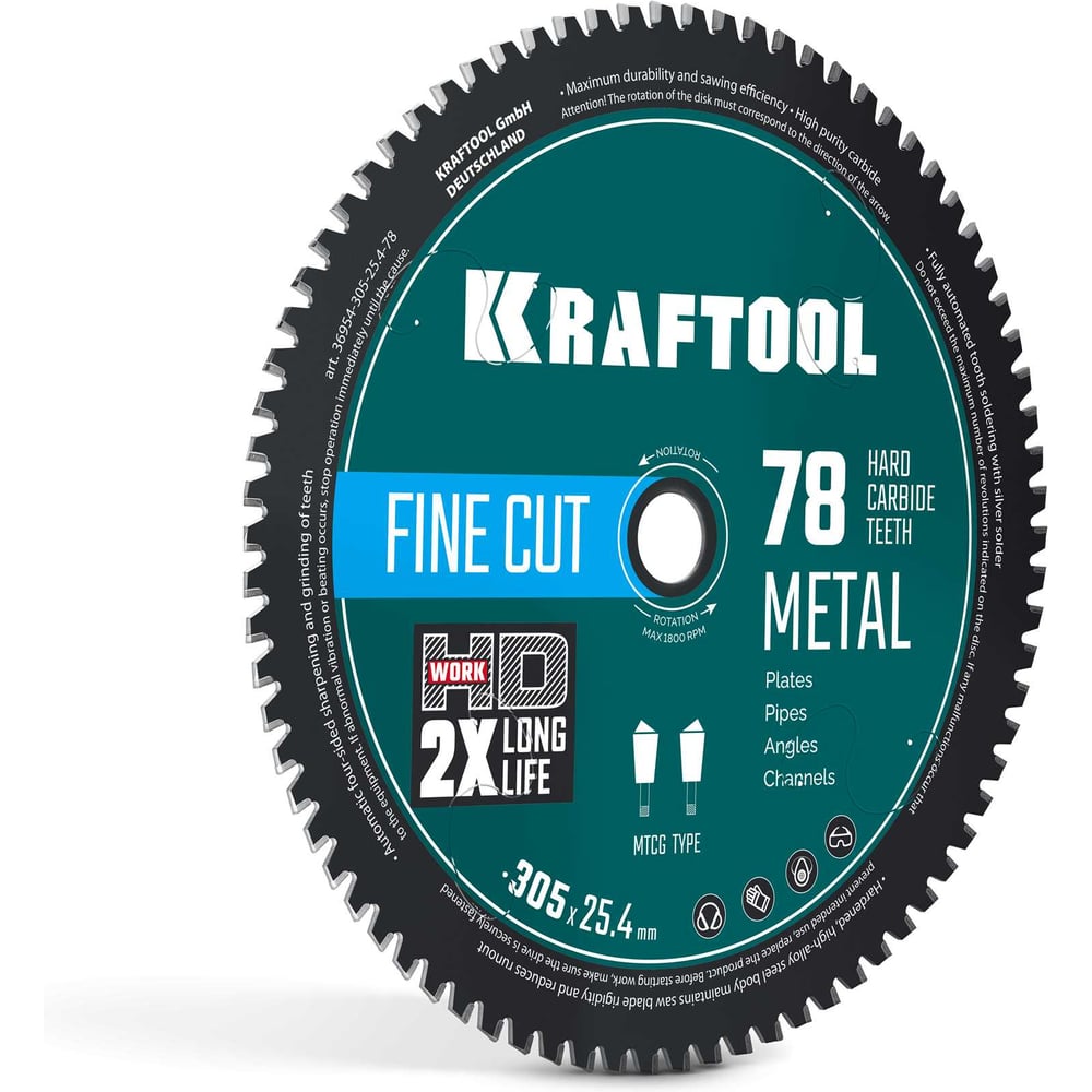 Изображение товара Диск пильный по металлу и стали KRAFTOOL Metal Cut 305 х 25.4 мм 78 зубьев