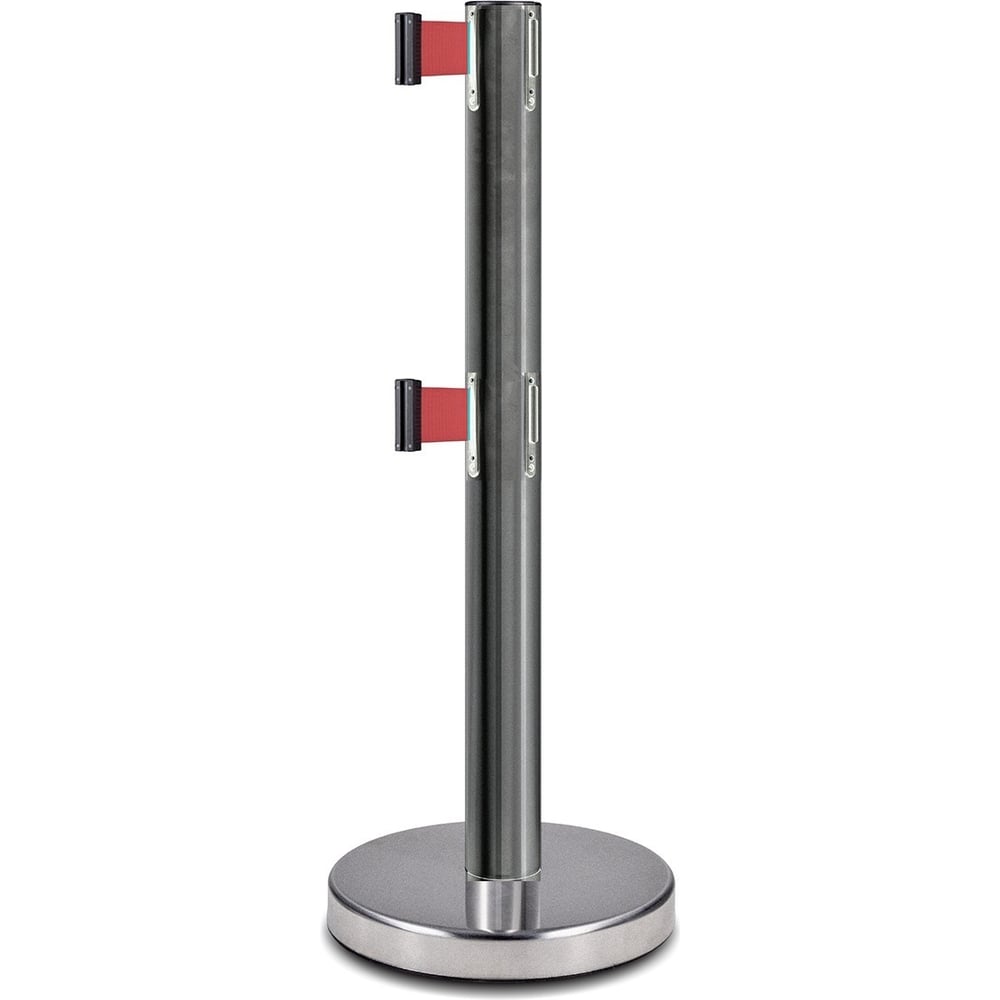 Изображение товара Стойка ограждения с 2-мя лентами 5 м Rusbarrier BS2LN-327635 CHROME red