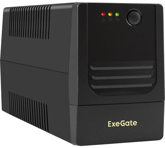 Изображение товара Источник бесперебойного питания ExeGate Power NB-1000.LED.AVR.2SH 1000VA/650W, LED, AVR, 2 Schuko, батарея 12V 9Ah, Black 299492